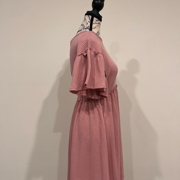 Rare Editions Girls Waffle Weave Mauve Dress - Picture 2 of 3